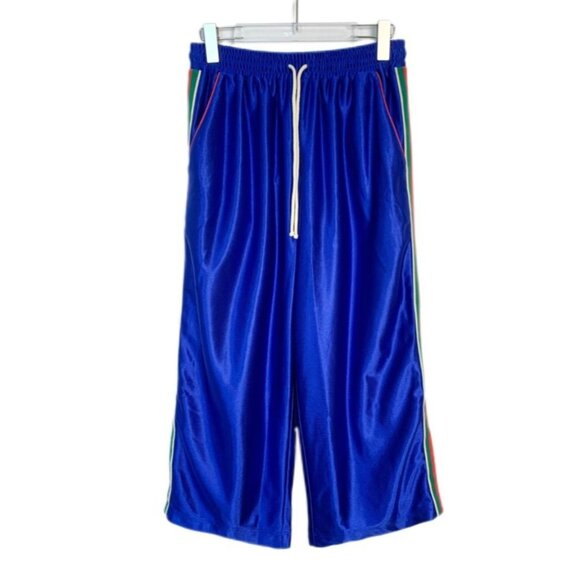 Gucci Blue XS Ribbon Stripe Polyester Casual Pants With Logo Embroidery Elastic